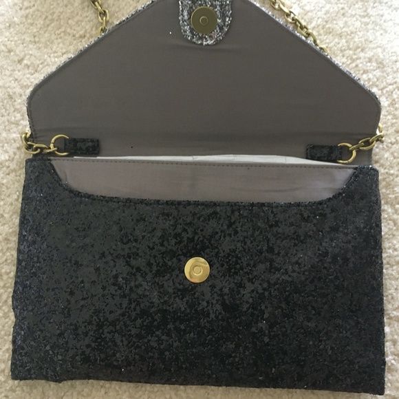 J. Crew Glitter Black Silver Purse Clutch Brand New - Picture 4 of 10